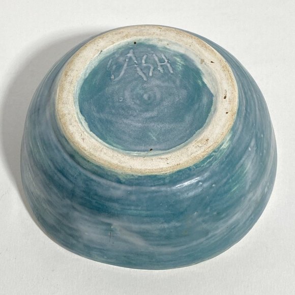 Dan Eash Pottery PA Handmade Decorative Abstract Green Glazed Stoneware Bowl 5in - Picture 9 of 13